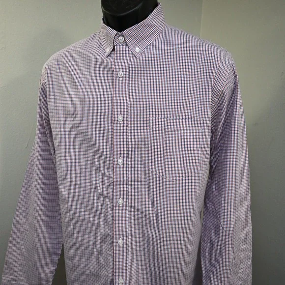 J.CREW Button Up Dress Shirt Plaid Long Sleeve Front Pocket Mens Size Large - Picture 2 of 10